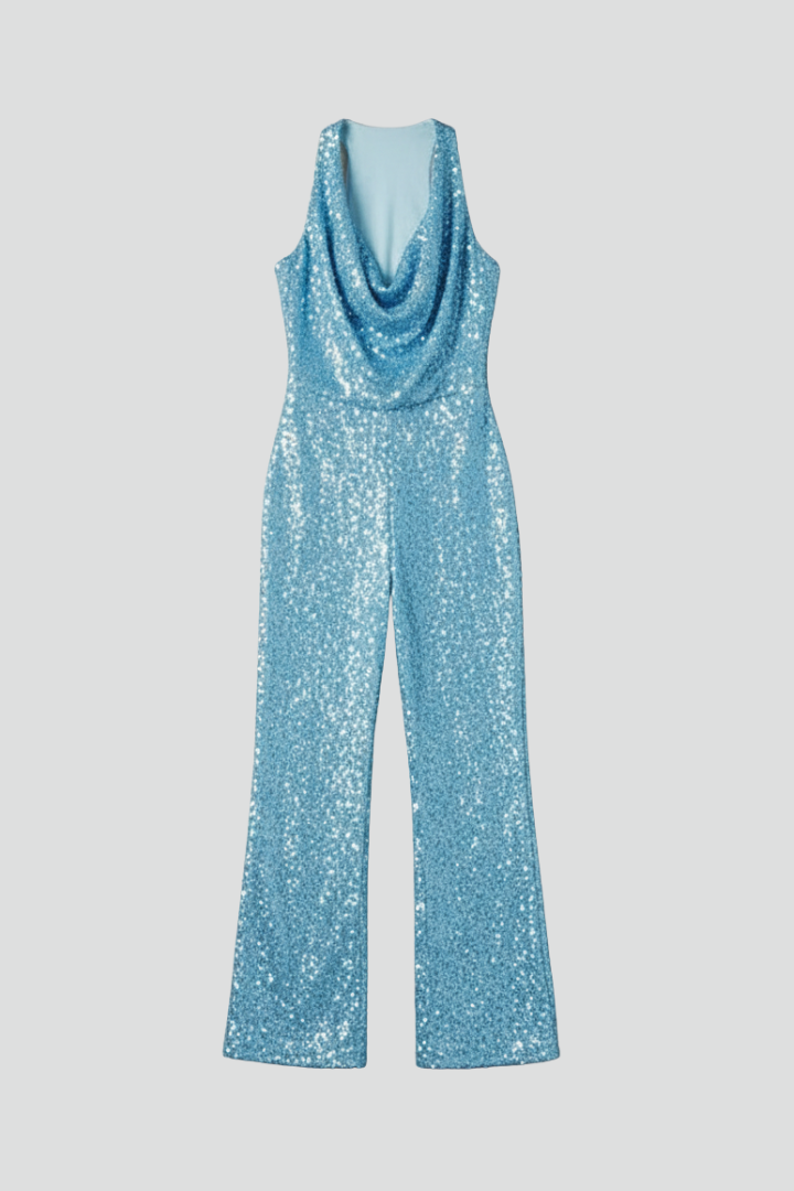 Caitlin - Women's Halterneck Structured Wide-Leg Jumpsuit