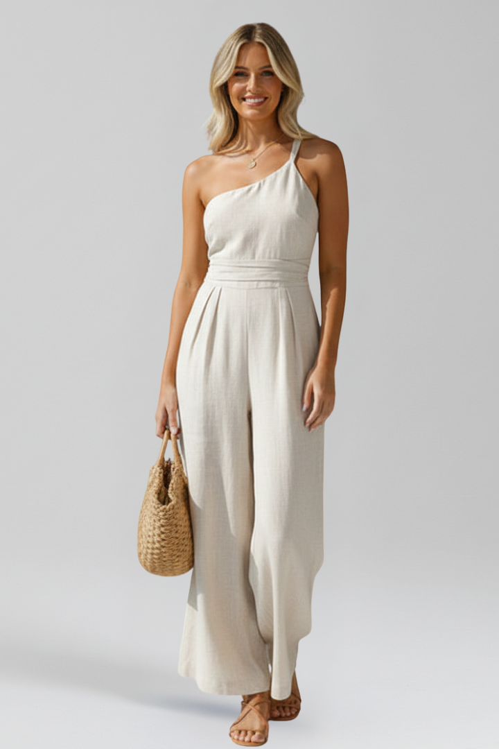 Reese - Women's One-Shoulder Wide-Leg Jumpsuit