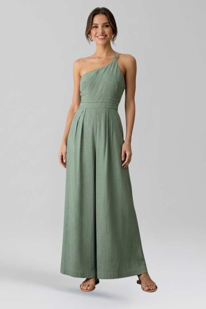 Reese - Women's One-Shoulder Wide-Leg Jumpsuit