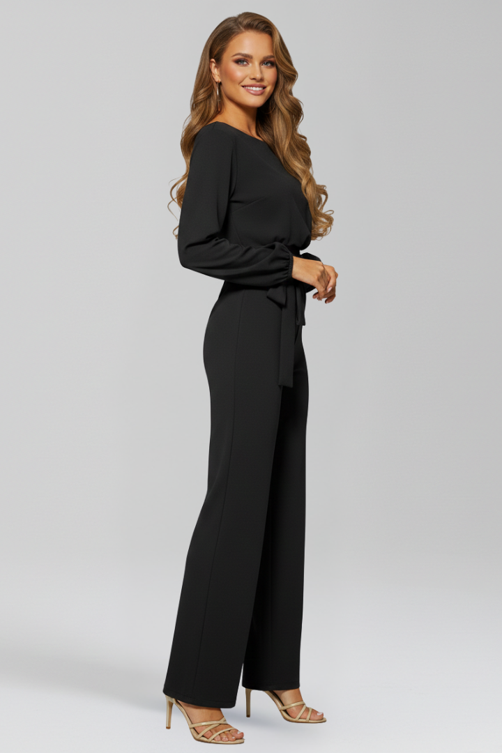 Zoe - Women's Wickel-Front Tailored Wide-Leg Jumpsuit
