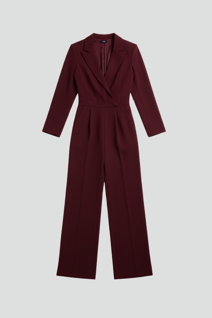 Beth - Women's Round Neck Classic Jumpsuit with Waist Band