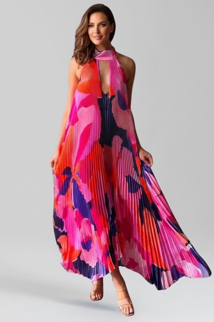 Alice - Women's pleated sleeveless Maxi Dress