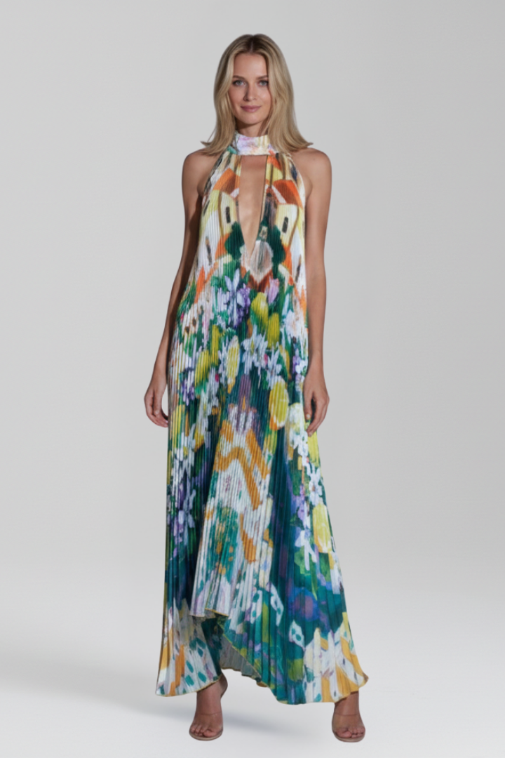 Alice - Women's pleated sleeveless Maxi Dress