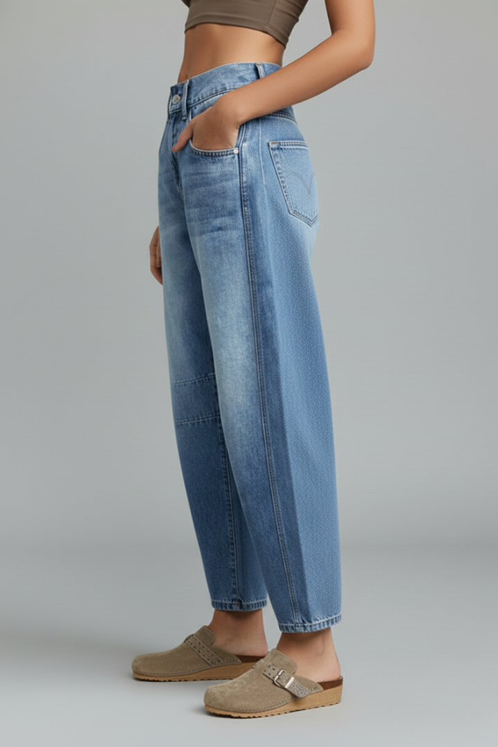 Lucy - Women's Casual Mid-Waist Denim Jeans with Frontverschluss