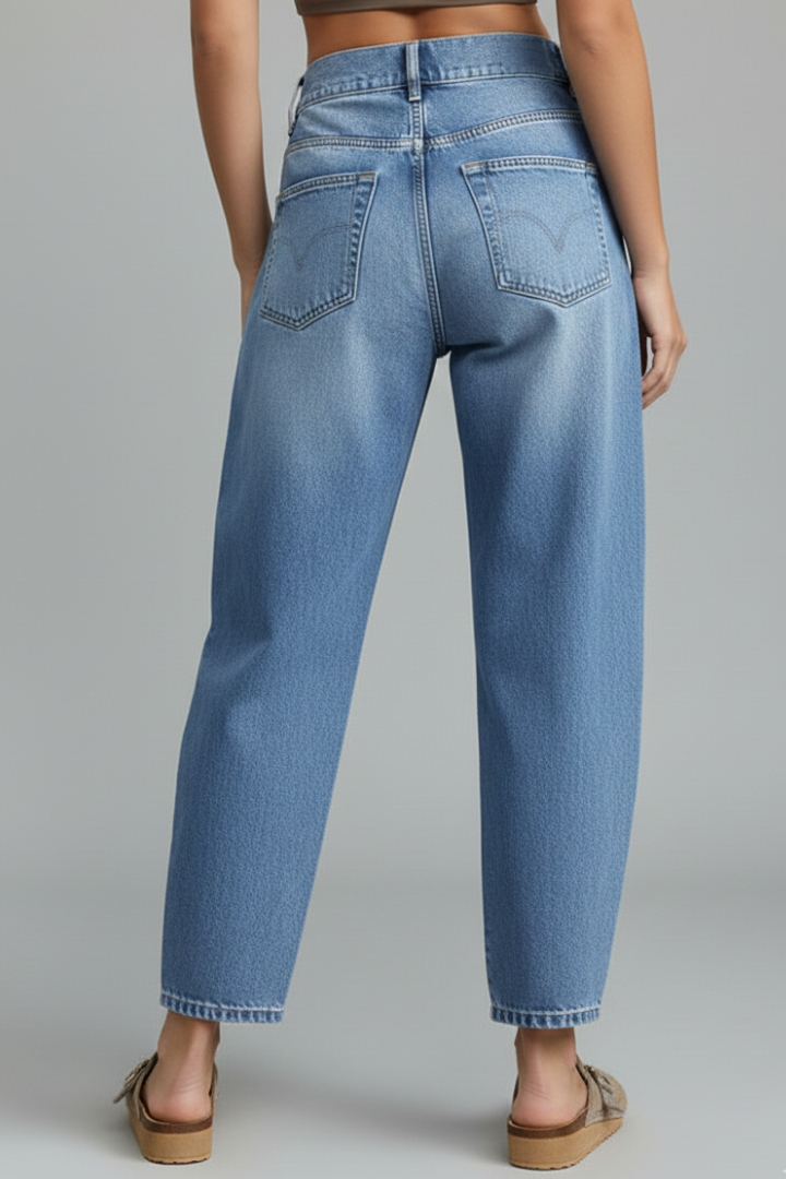 Lucy - Women's Casual Mid-Waist Denim Jeans with Frontverschluss