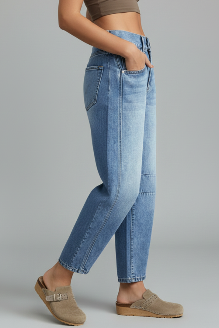 Lucy - Women's Casual Mid-Waist Denim Jeans with Frontverschluss