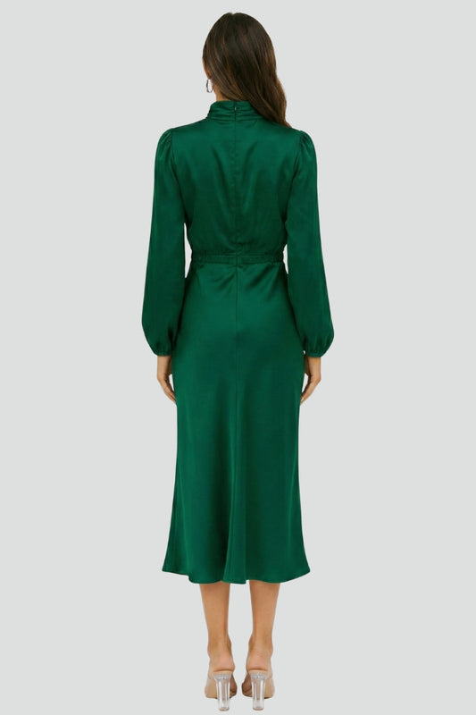 Patricia - Women's Midi Dress with high Neckline and langen Sleeves