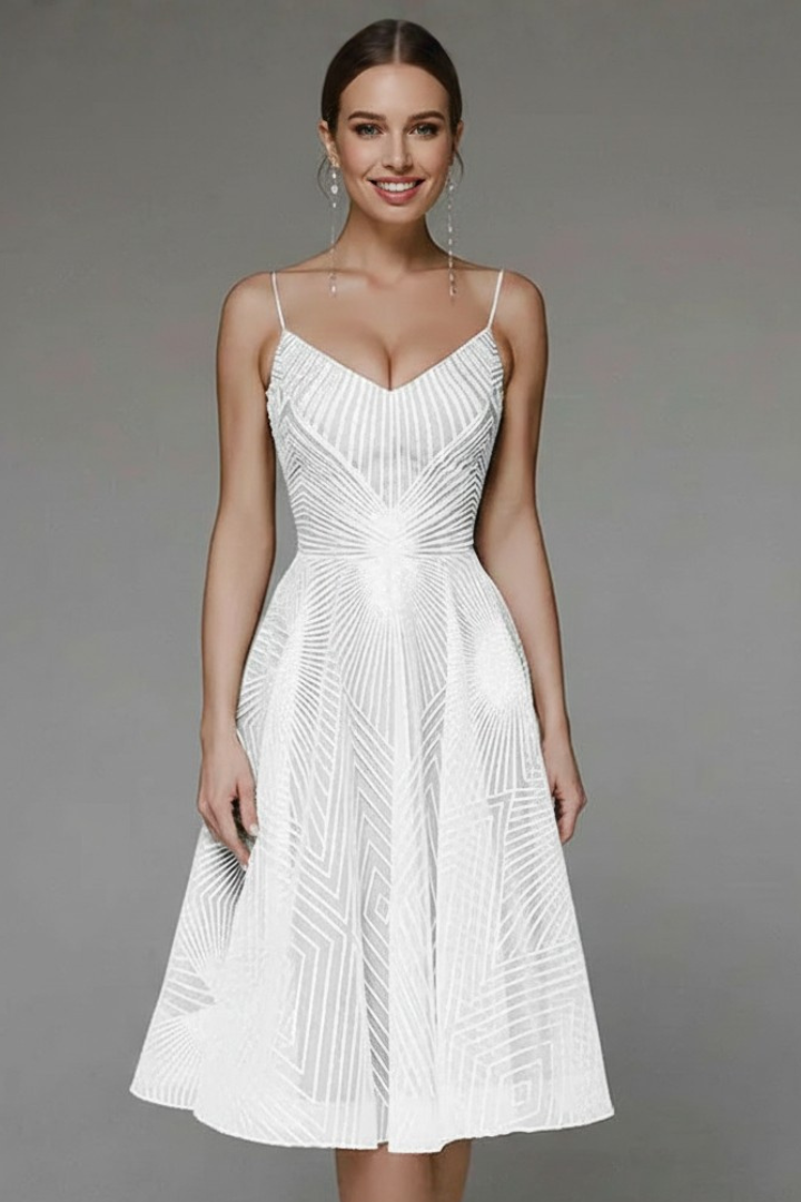 Laura - Women's Spaghetti Strap A-Line Skirt Midi Dress