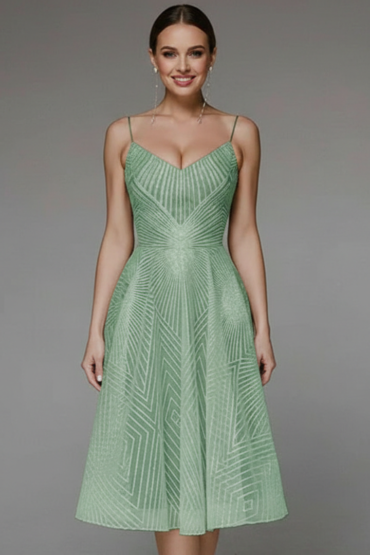 Laura - Women's Spaghetti Strap A-Line Skirt Midi Dress