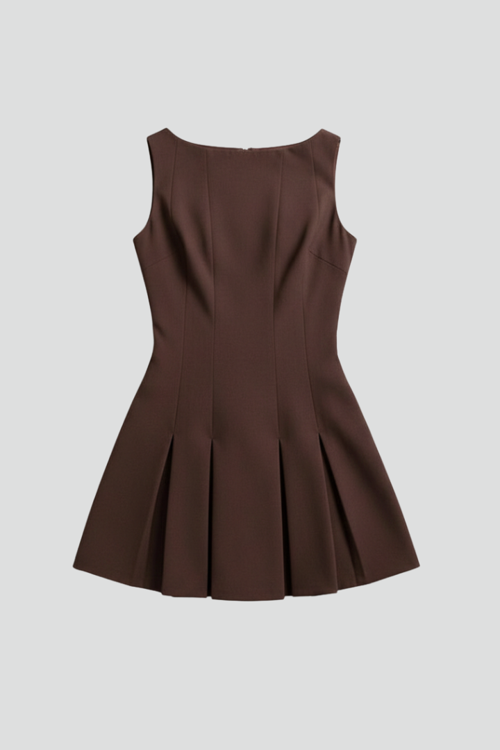 Phoebe - Women's Mini Dress with sleeveless Cut and pleated Skirt