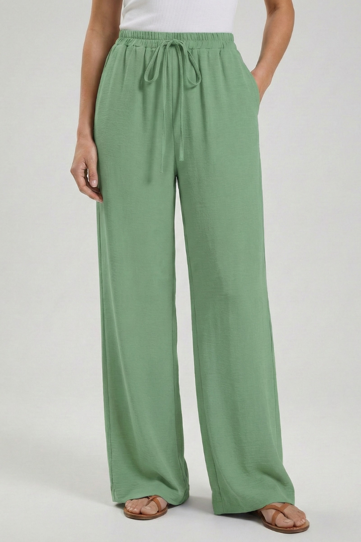 Florence - Women's Palazzo Trousers with Drawstring Waist and Side Pockets