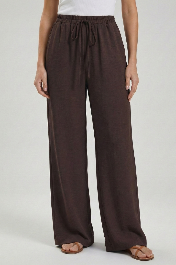 Florence - Women's Palazzo Trousers with Drawstring Waist and Side Pockets