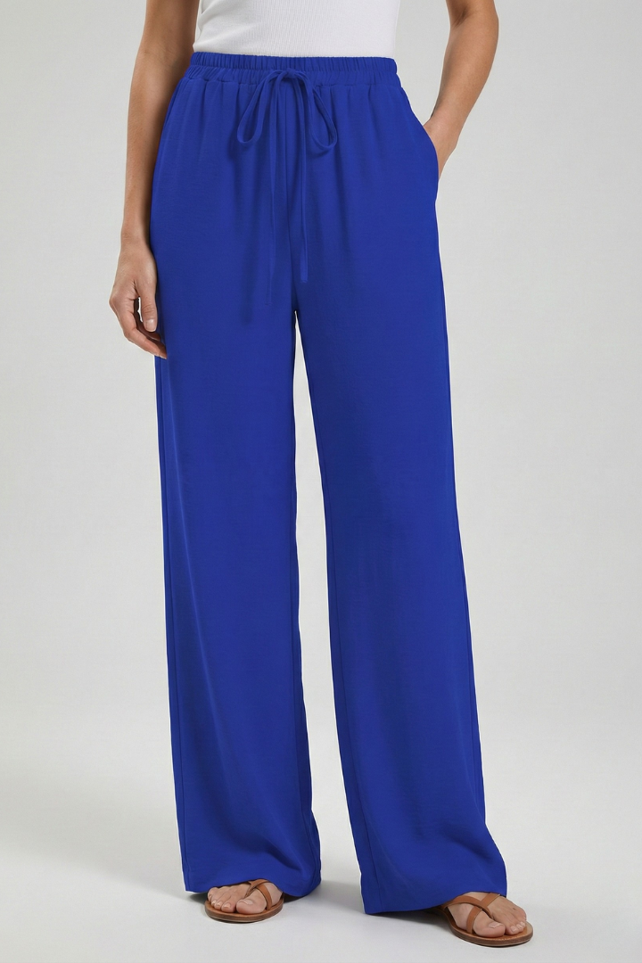 Florence - Women's Palazzo Trousers with Drawstring Waist and Side Pockets