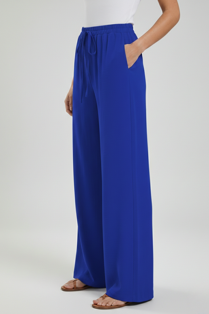 Florence - Women's Palazzo Trousers with Drawstring Waist and Side Pockets