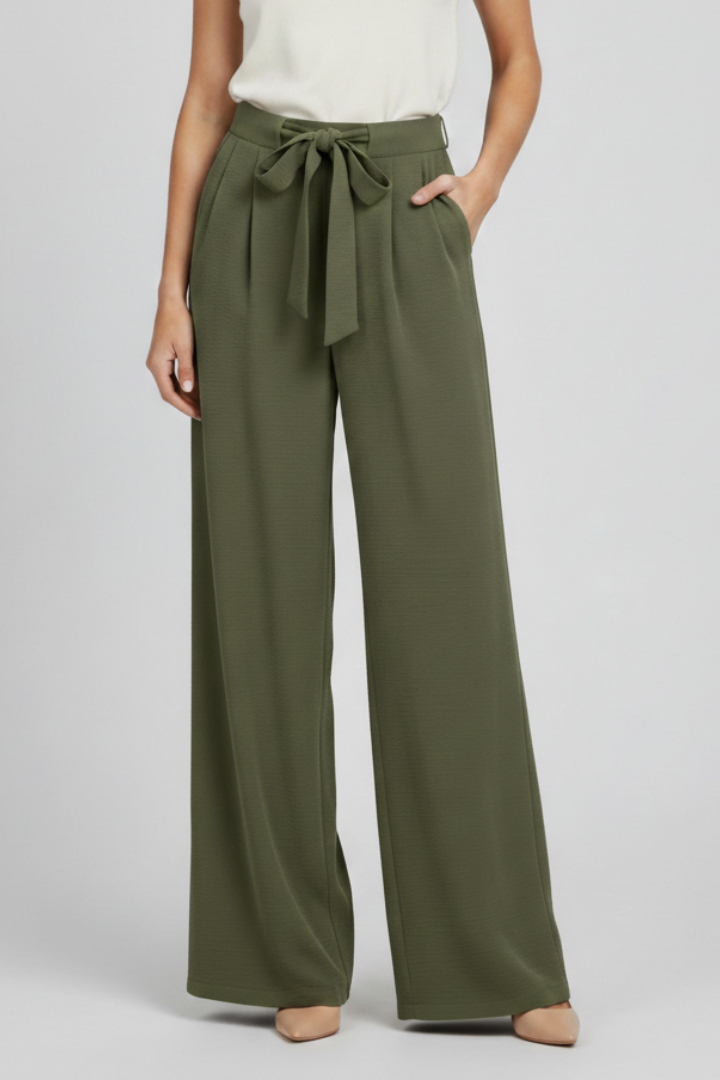 Helen - Women's Wide-Leg Palazzo-Trousers with Drawstring Waist