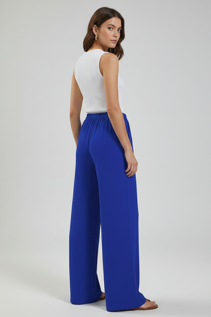 Florence - Women's Palazzo Trousers with Drawstring Waist and Side Pockets