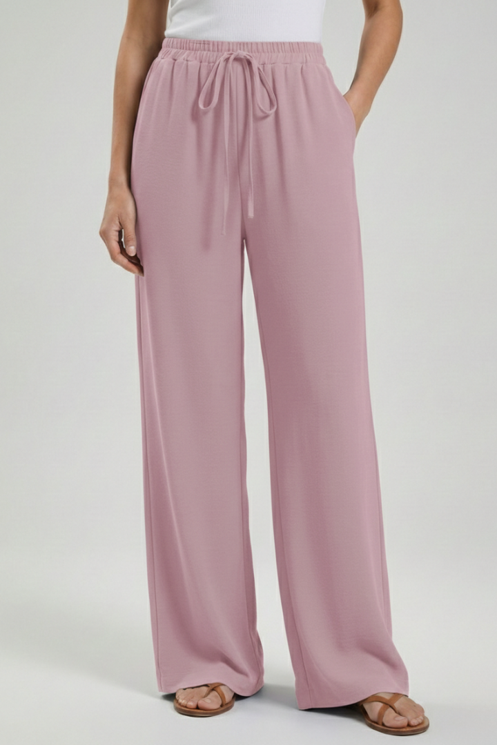 Florence - Women's Palazzo Trousers with Drawstring Waist and Side Pockets
