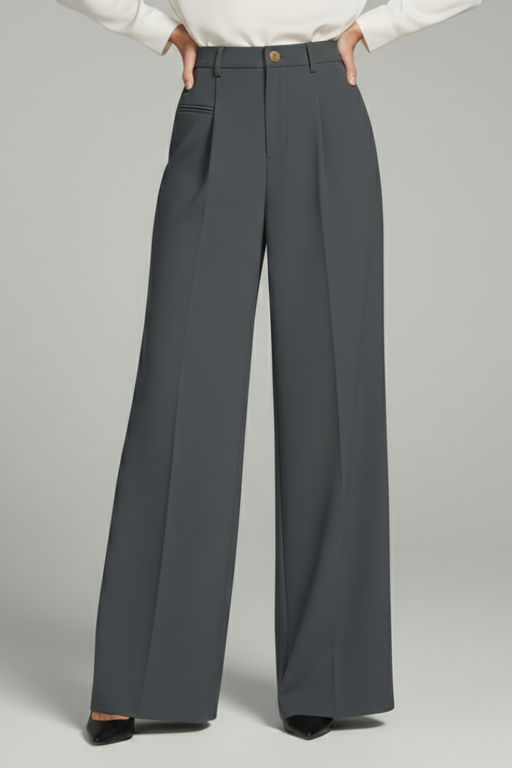 Poppy - Women's Palazzo Trousers with Front Pleats and Back Pockets