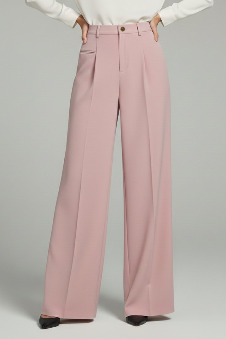 Poppy - Women's Palazzo Trousers with Front Pleats and Back Pockets