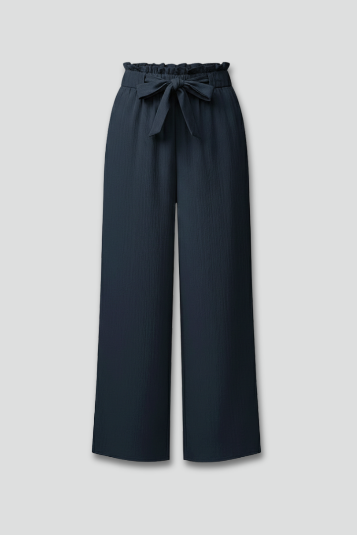 Ruby - Women's Palazzo Trousers with Tie Belt and Wide Beinen