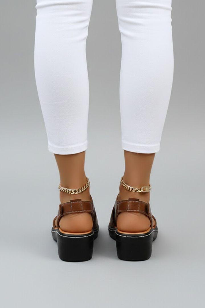 Zoe - Women's Plateausandalen with open Lace and Cut-Outs