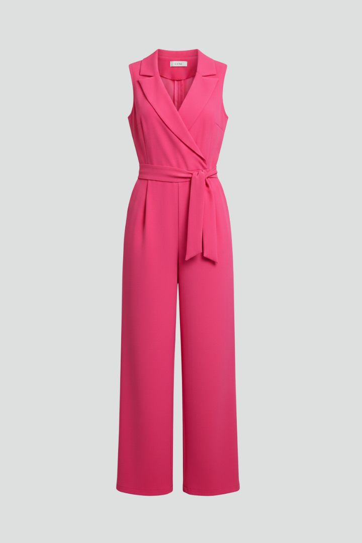 Abigail - Women's Sleeveless V-Neck Jumpsuit with Waist Belt