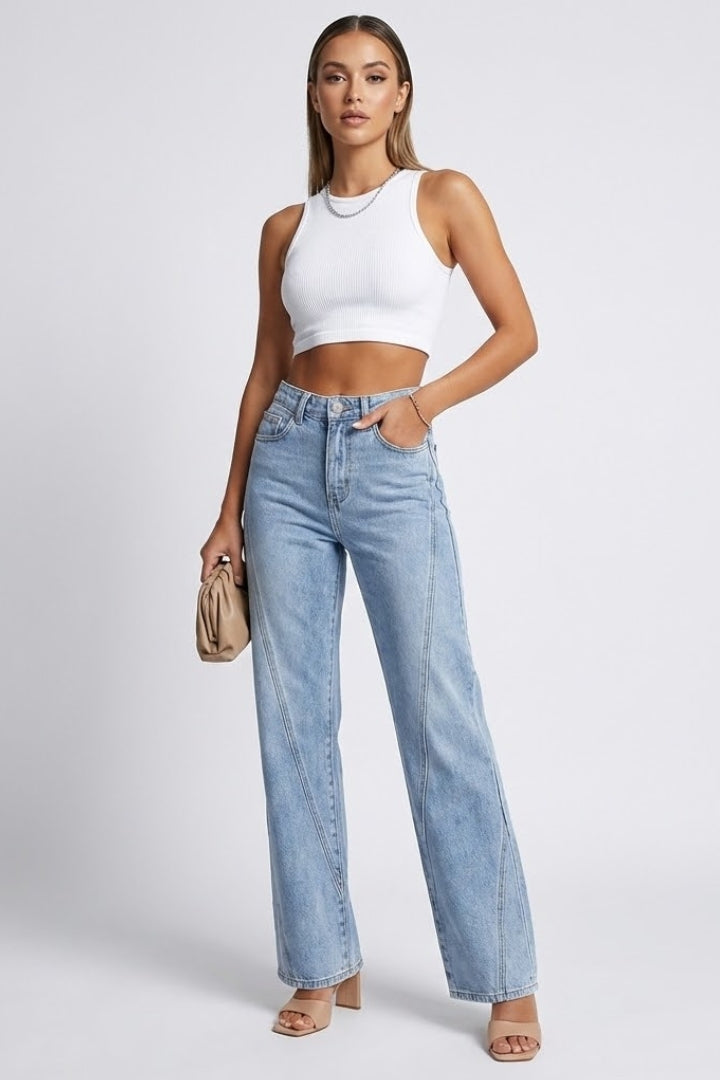 Ruby - Women's High-Waist Classic Straight-Leg Denim Jeans