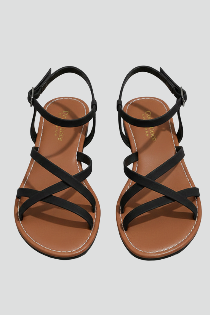 Lottie - Women's Flache Riemchensandalen with Ankle Strap and open Lace