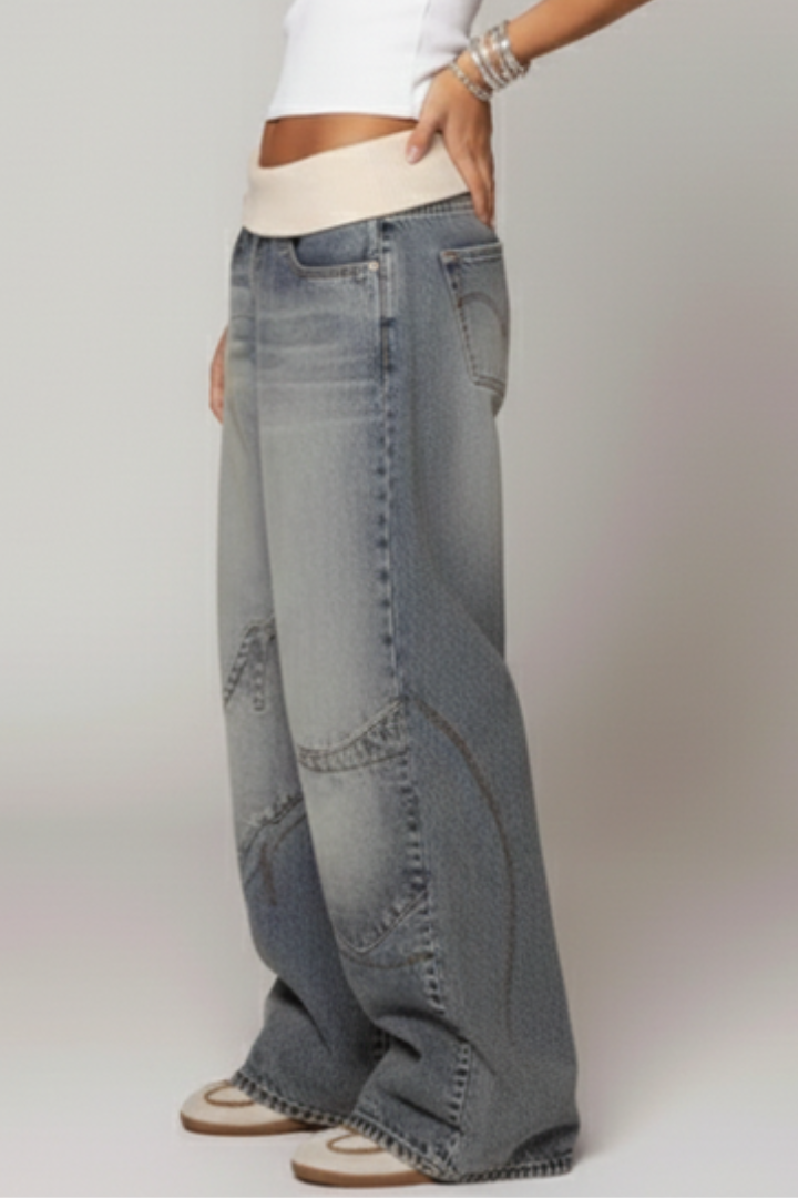 Caitlin - Women's Casual Baggy Wide-Leg Denim Trousers