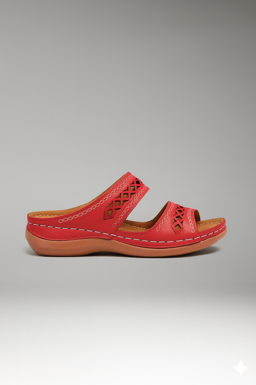 Beth - Women's Slides with Double Strap and dekorativen Cutouts