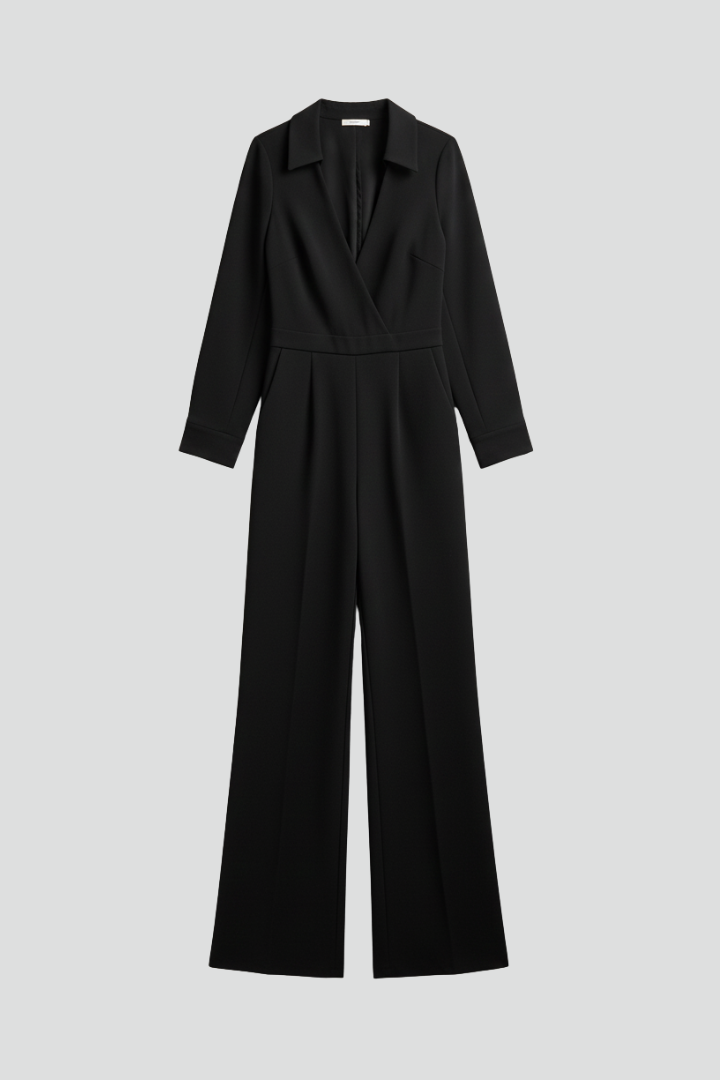 Rachel - Women's Collar Wide-Leg Tailored Jumpsuit