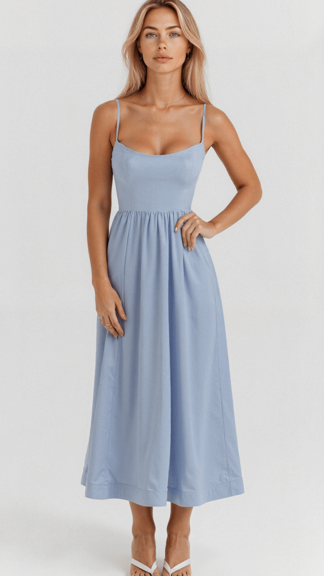 Donna - Women's A-Line-Midi Dress in Ascot-Style