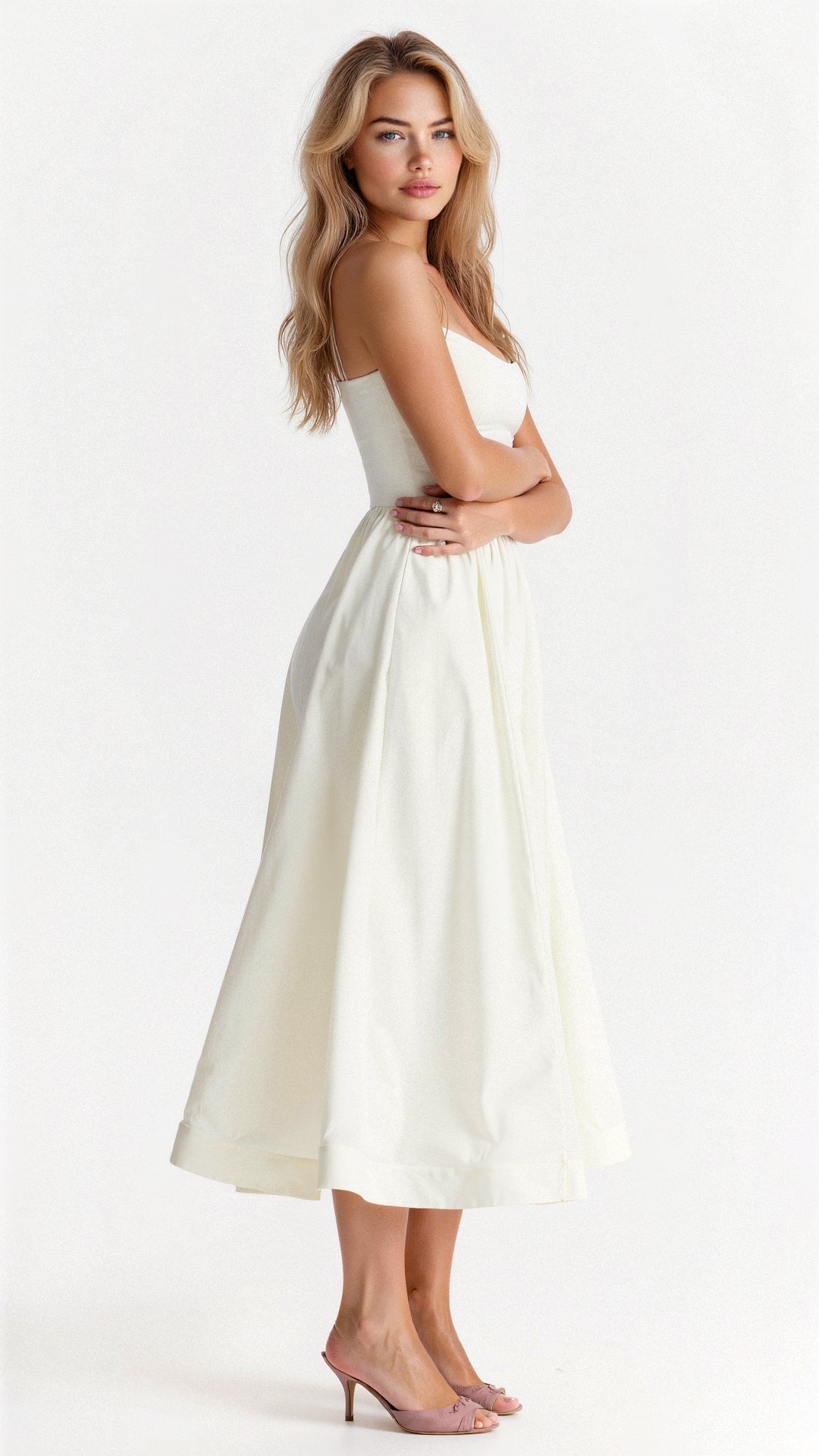 Donna - Women's A-Line-Midi Dress in Ascot-Style