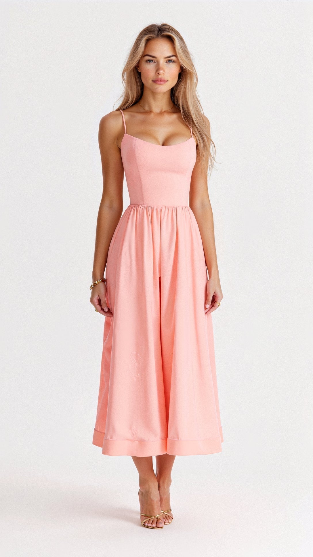 Donna - Women's A-Line-Midi Dress in Ascot-Style