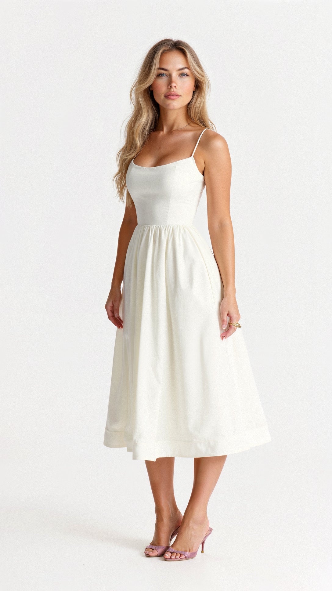 Donna - Women's A-Line-Midi Dress in Ascot-Style