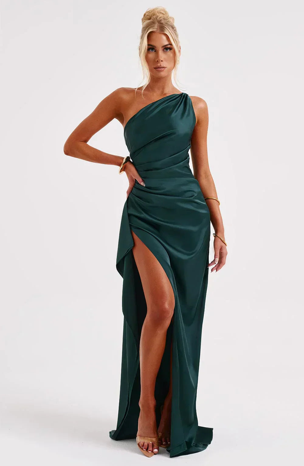 Mandy - Women's One-Shoulder Maxi Dress with Slit