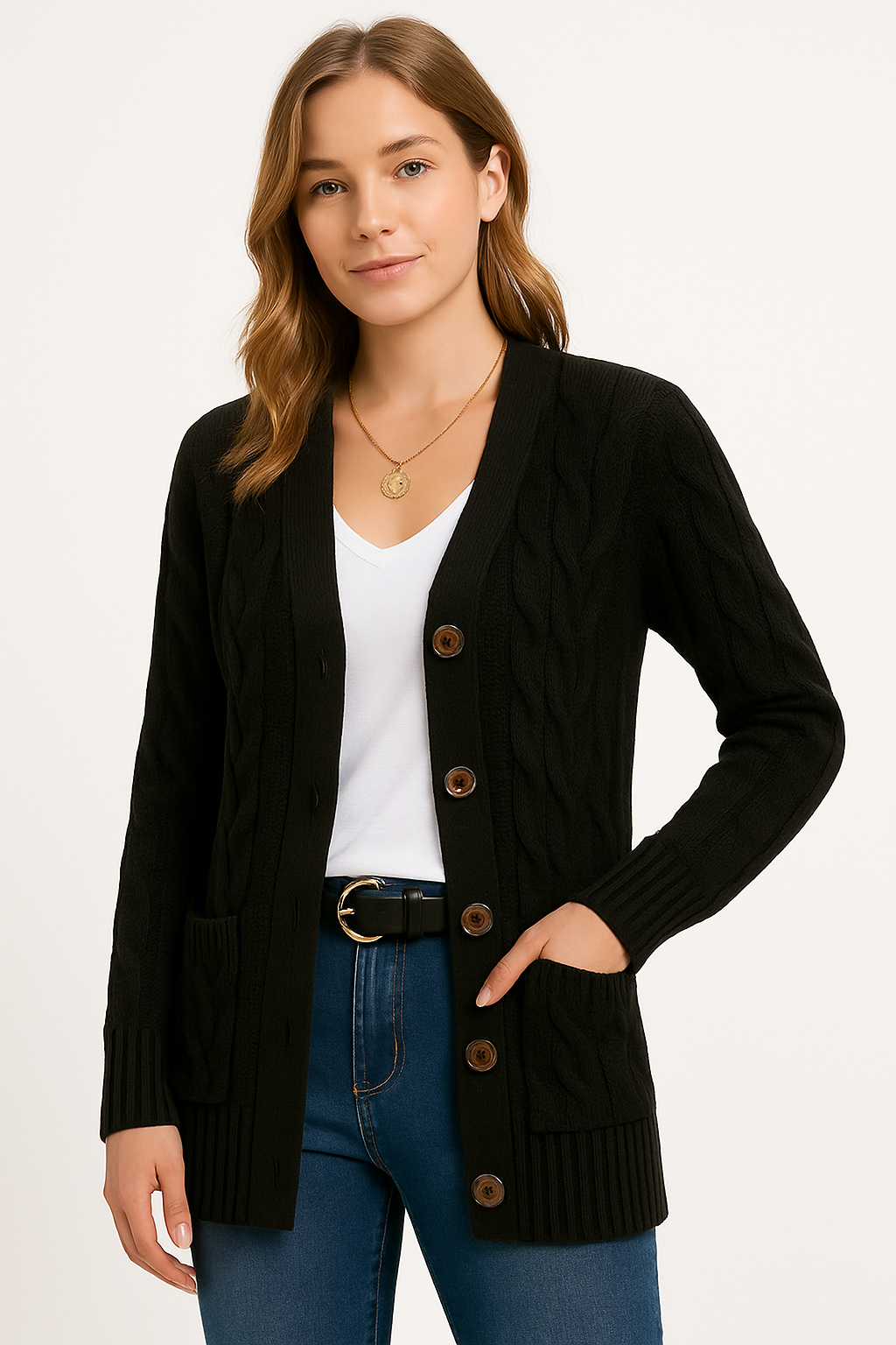 Amelia - Women's Spring Cable Knit Knit Cardigan