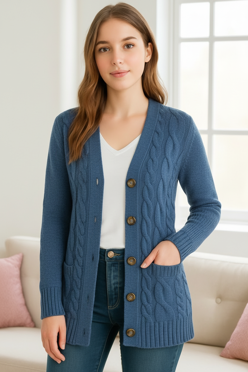 Amelia - Women's Spring Cable Knit Knit Cardigan