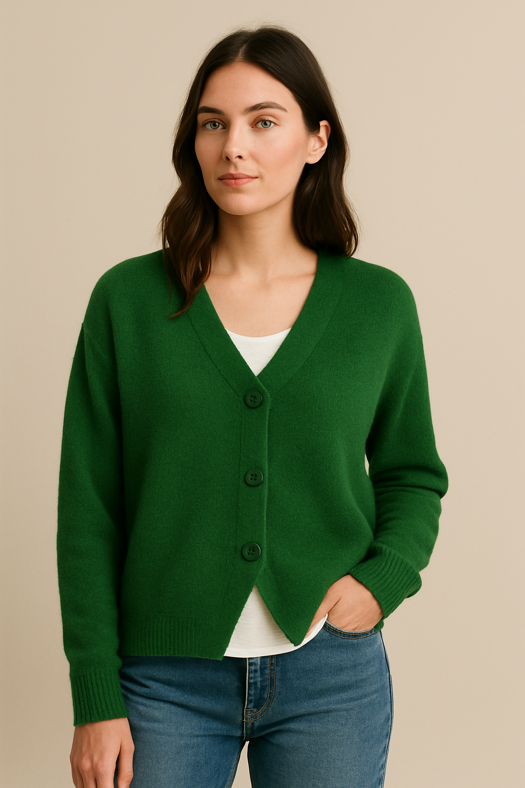 Denise - Women's Casual Cardigan with Button Placket