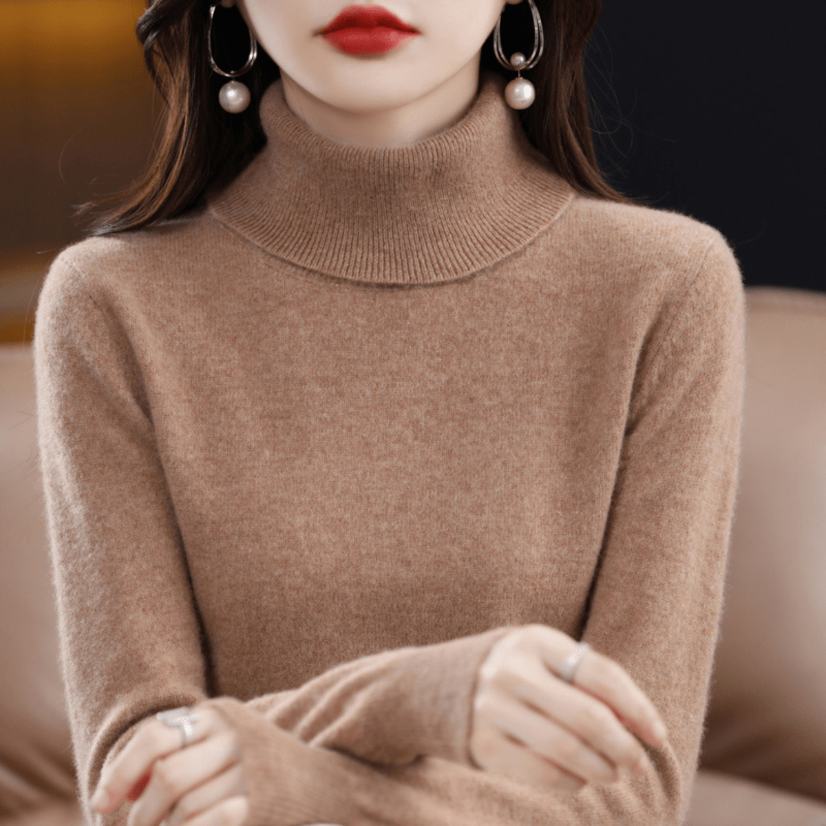 Harriet - Women's Classic Warm Knit Sweater with Turtleneck