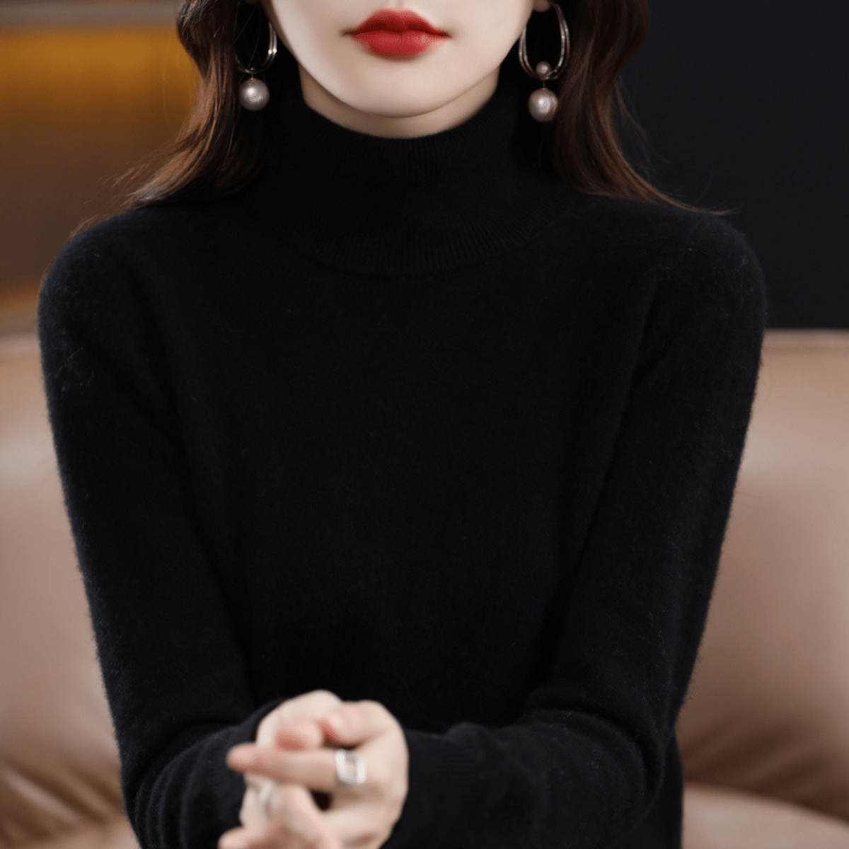 Harriet - Women's Classic Warm Knit Sweater with Turtleneck