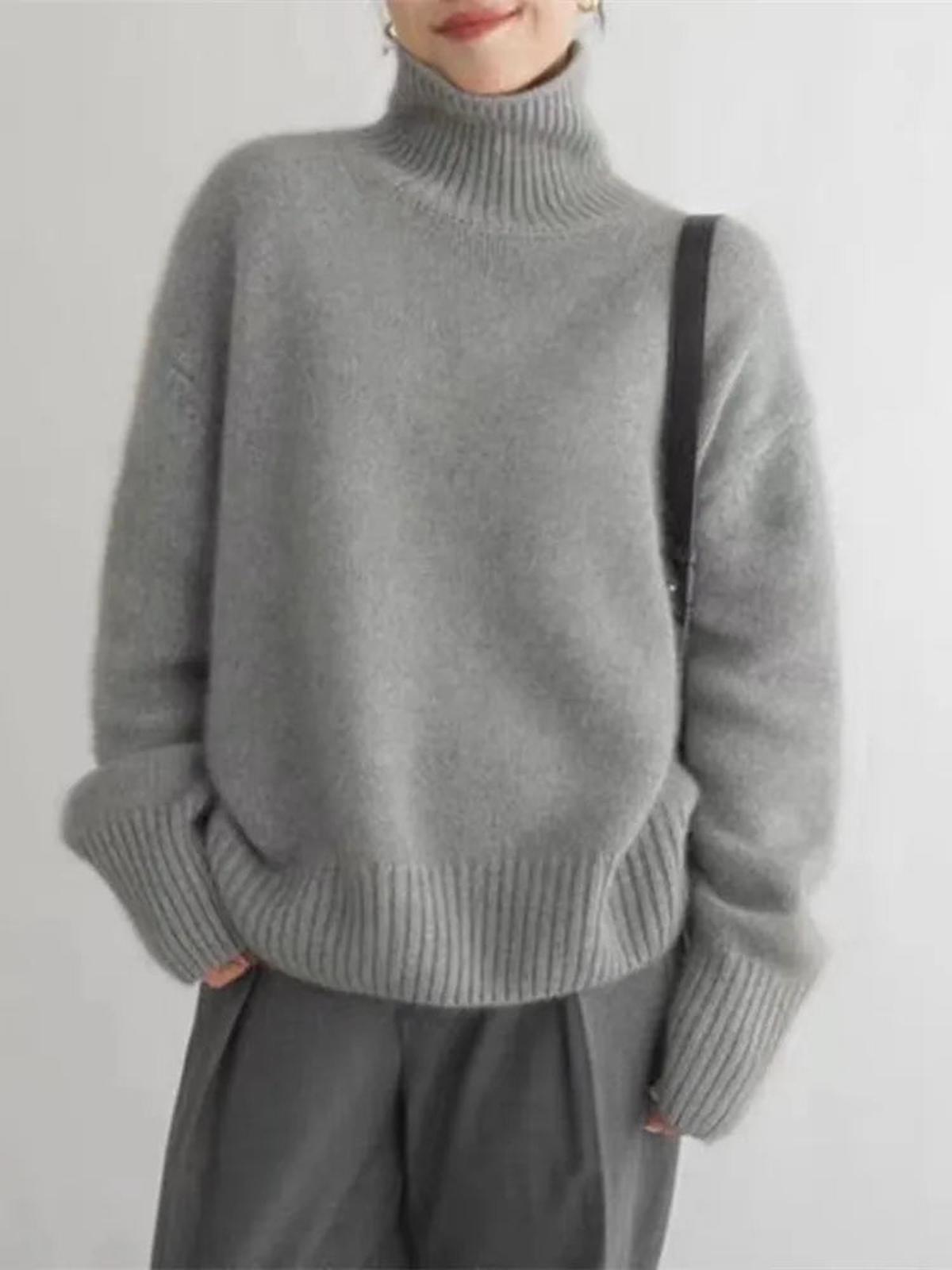 Ruby - Women's Comfortable Knit Sweater with high Collar