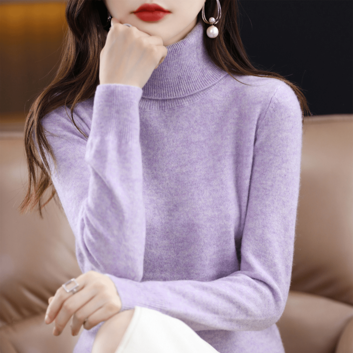 Harriet - Women's Classic Warm Knit Sweater with Turtleneck