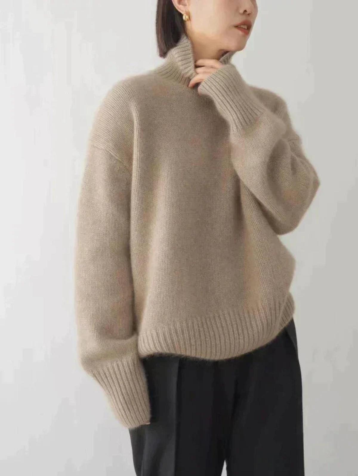 Ruby - Women's Comfortable Knit Sweater with high Collar