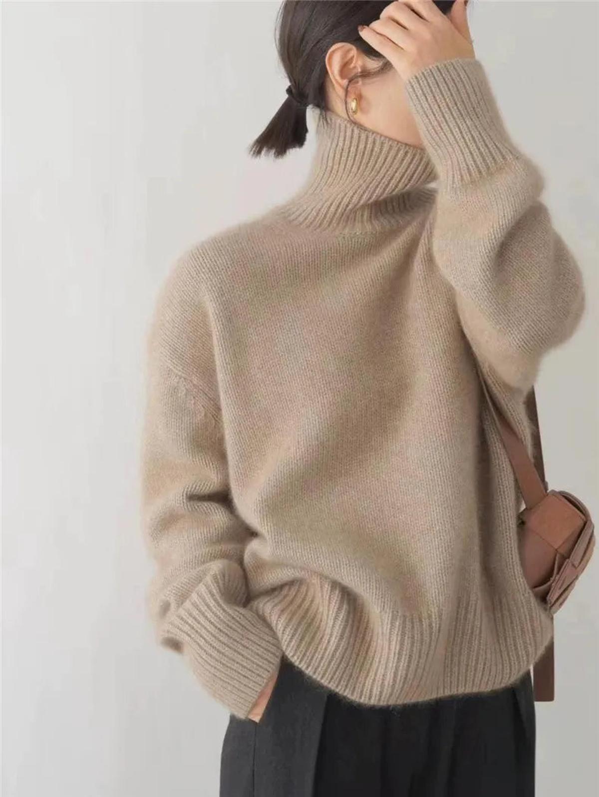 Ruby - Women's Comfortable Knit Sweater with high Collar