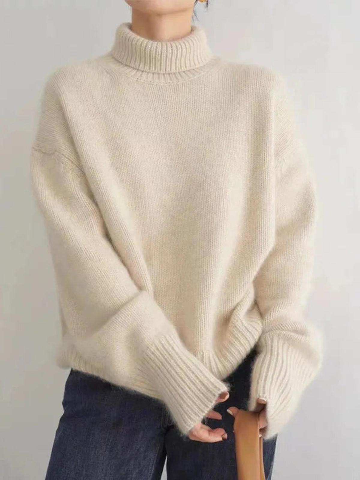 Ruby - Women's Comfortable Knit Sweater with high Collar