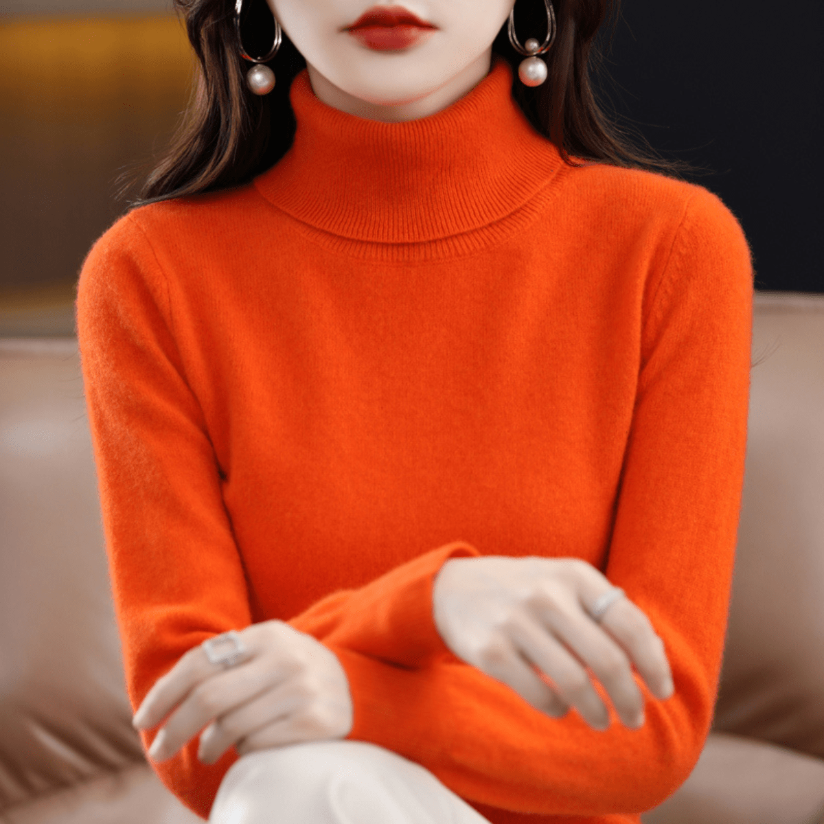 Harriet - Women's Classic Warm Knit Sweater with Turtleneck