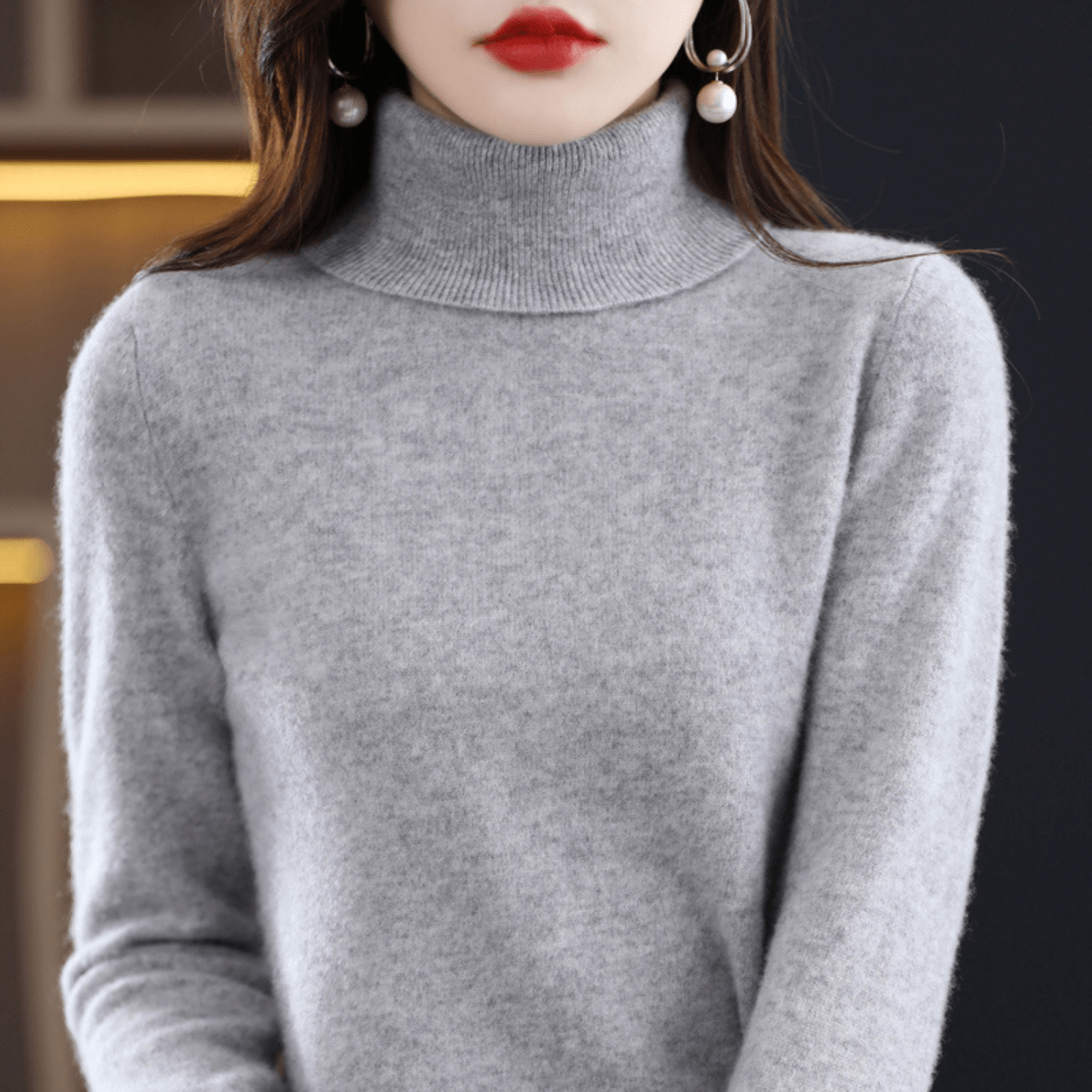 Harriet - Women's Classic Warm Knit Sweater with Turtleneck