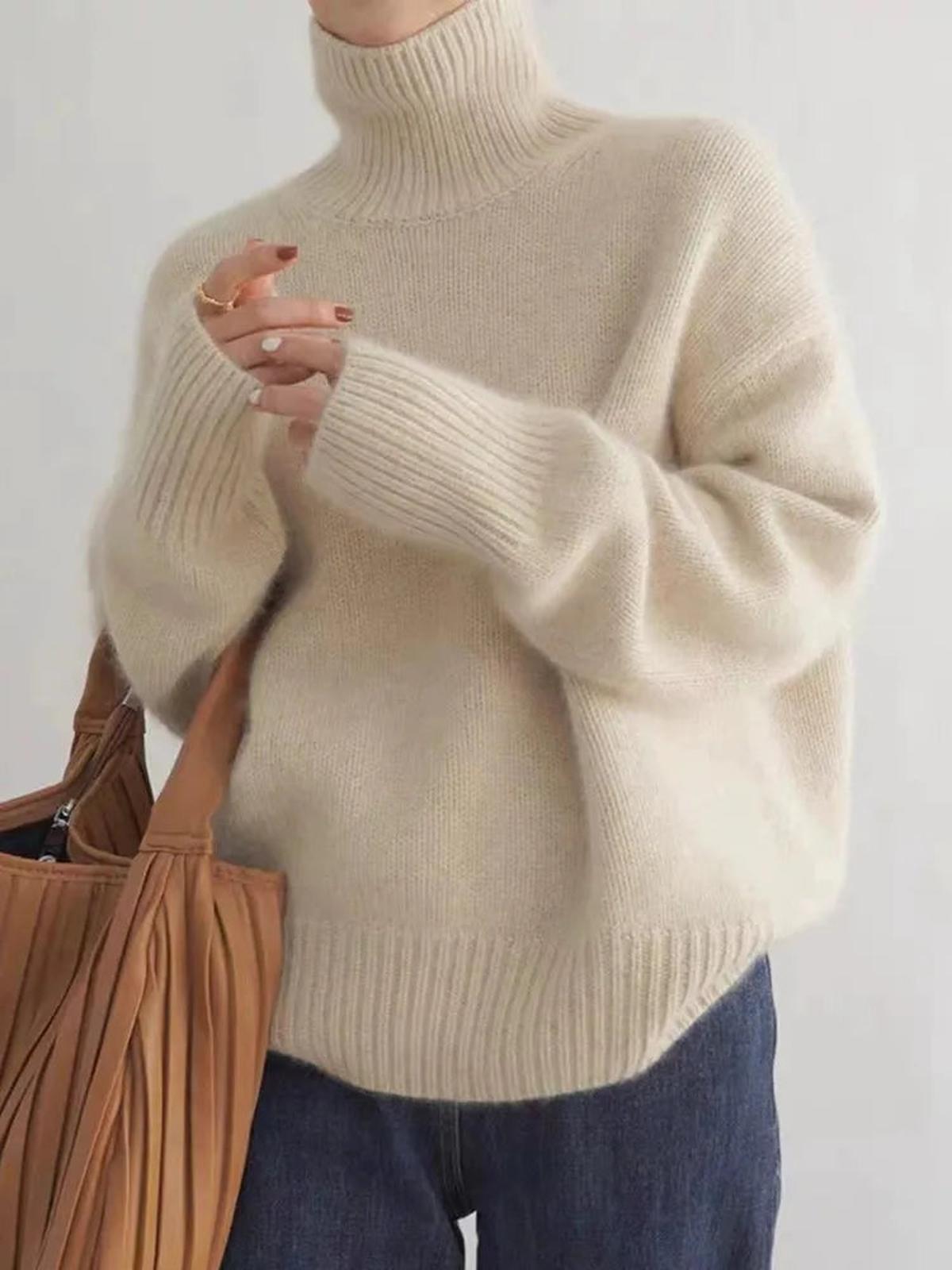 Ruby - Women's Comfortable Knit Sweater with high Collar