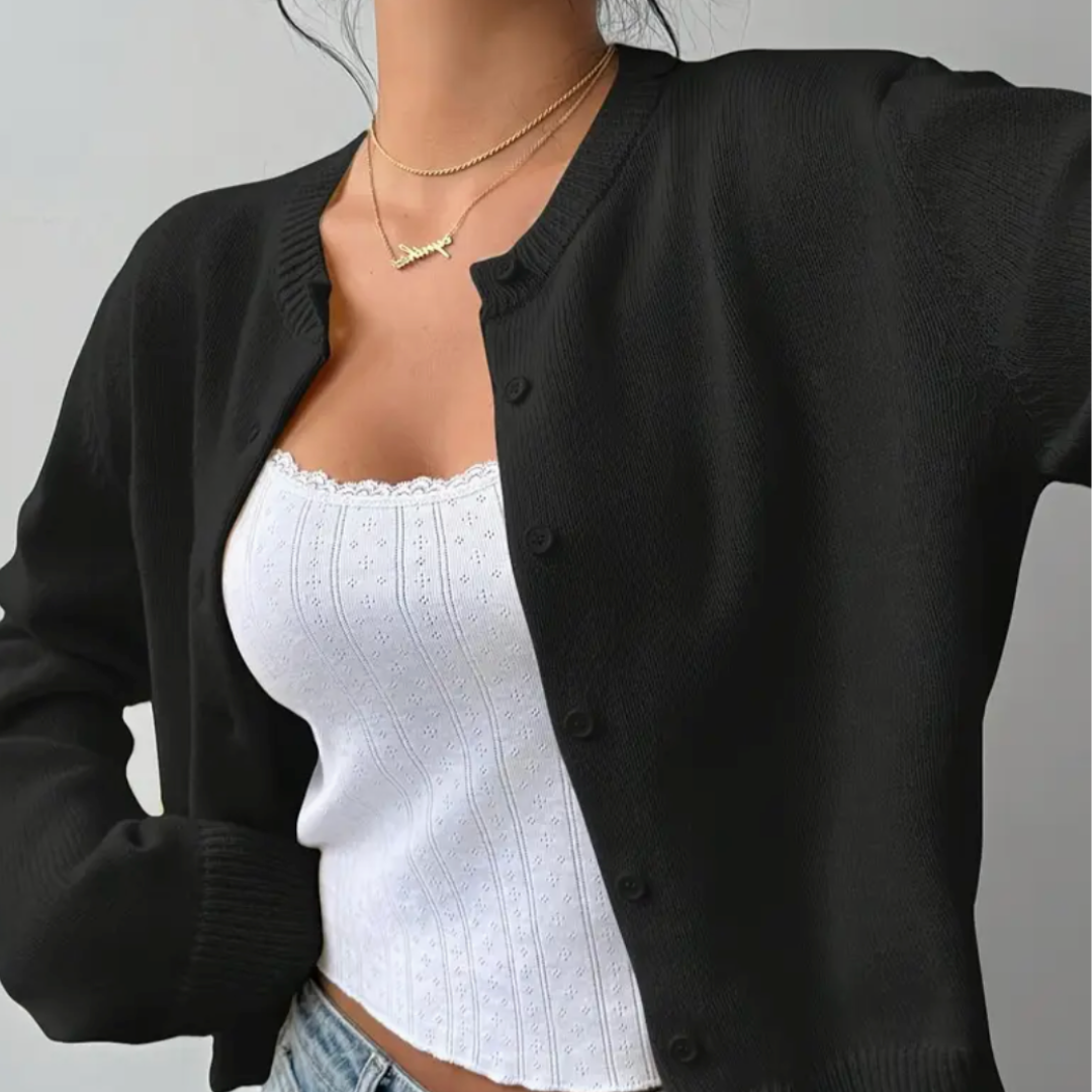 Isabella - Women's Spring Cardigan with Collar and Buttons